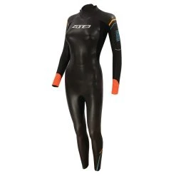 Zone 3 Zone3 - Women's Aspect 'Breaststroke' Wetsuit - Black/Blue/Orange - 2023