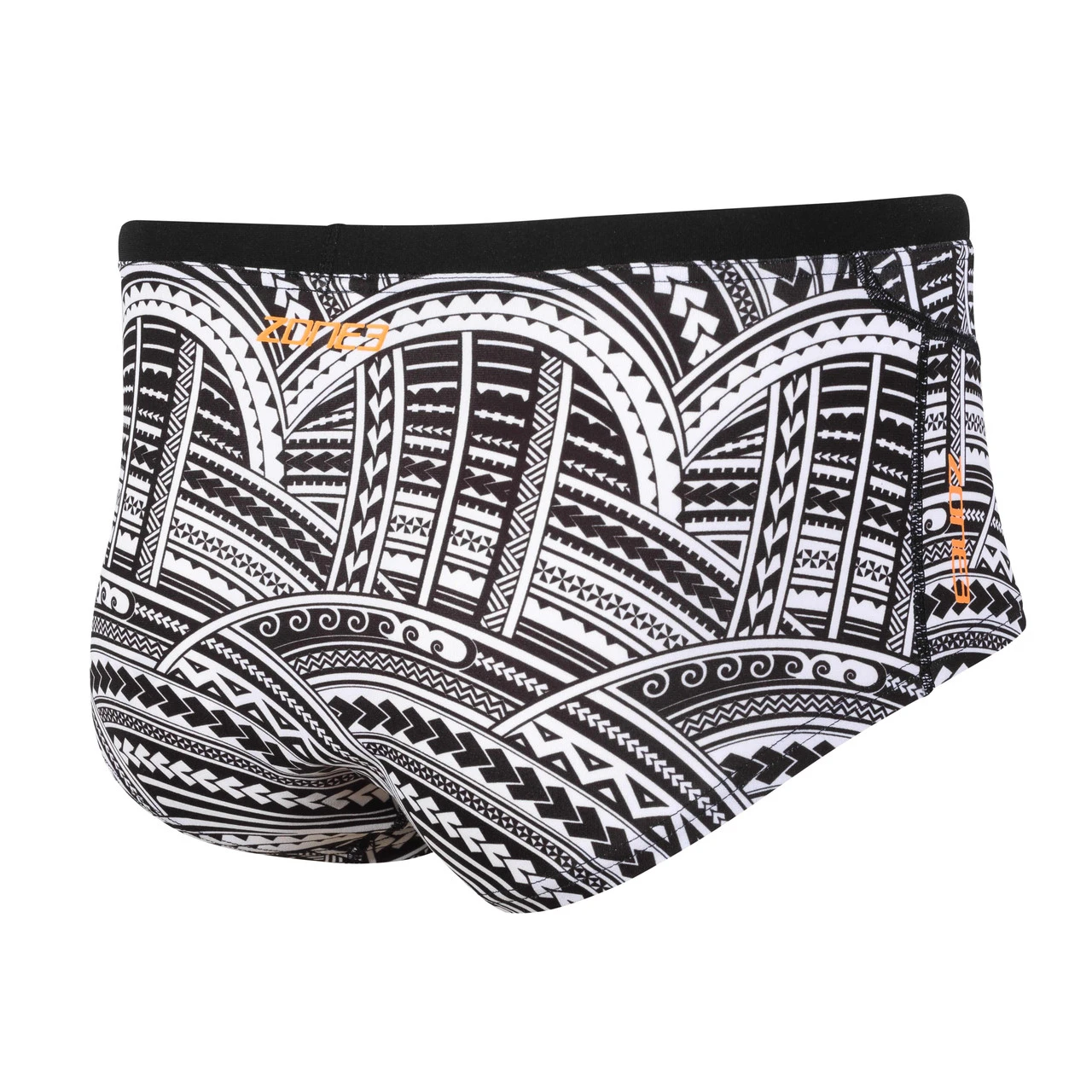 Zone 3 Zone3 - Kona Men's Speed Brief Shorts - Black/White/Orange Tribal Print - 2023 - Image 2