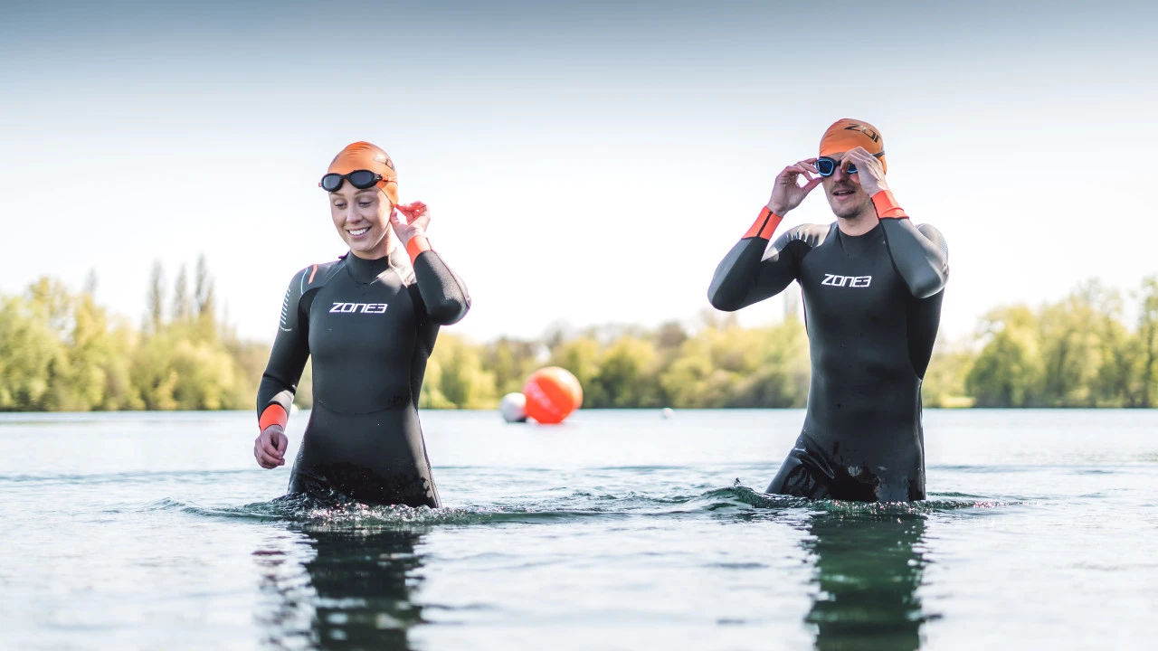 Zone 3 Zone3 - Women's Aspect 'Breaststroke' Wetsuit - Black/Blue/Orange - 2023 - Image 3