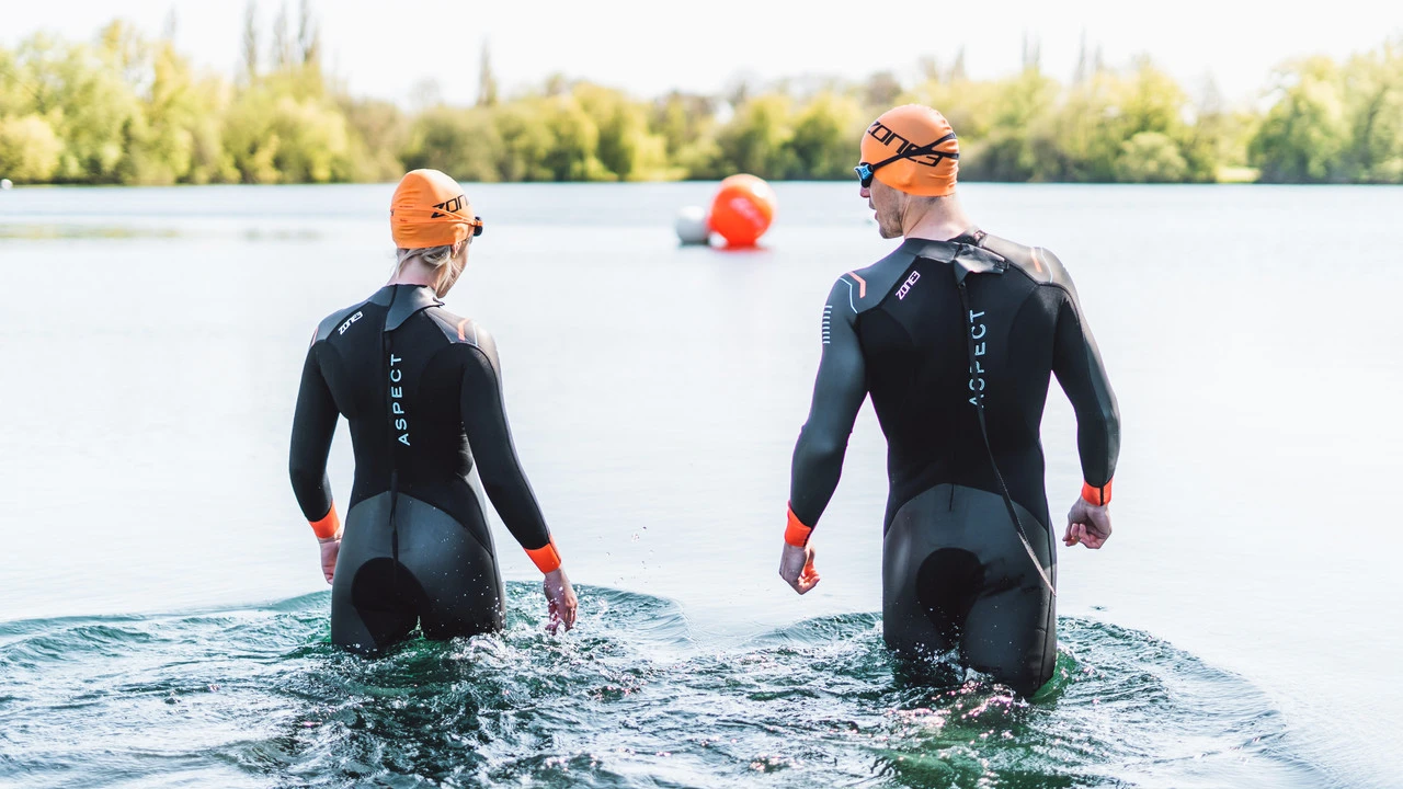 Zone 3 Zone3 - Men's Aspect 'Breaststroke' Wetsuit - Black/Blue/Orange - 2023 - Image 6