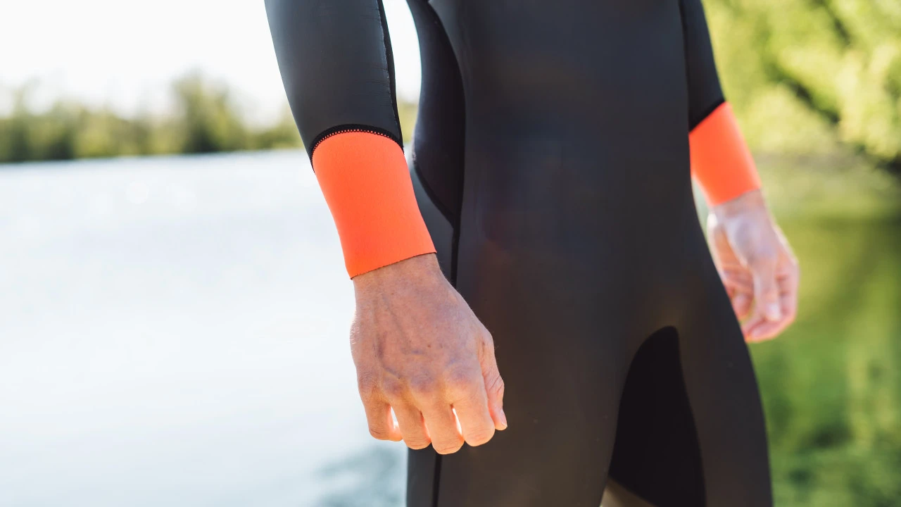 Zone 3 Zone3 - Men's Aspect 'Breaststroke' Wetsuit - Black/Blue/Orange - 2023 - Image 7