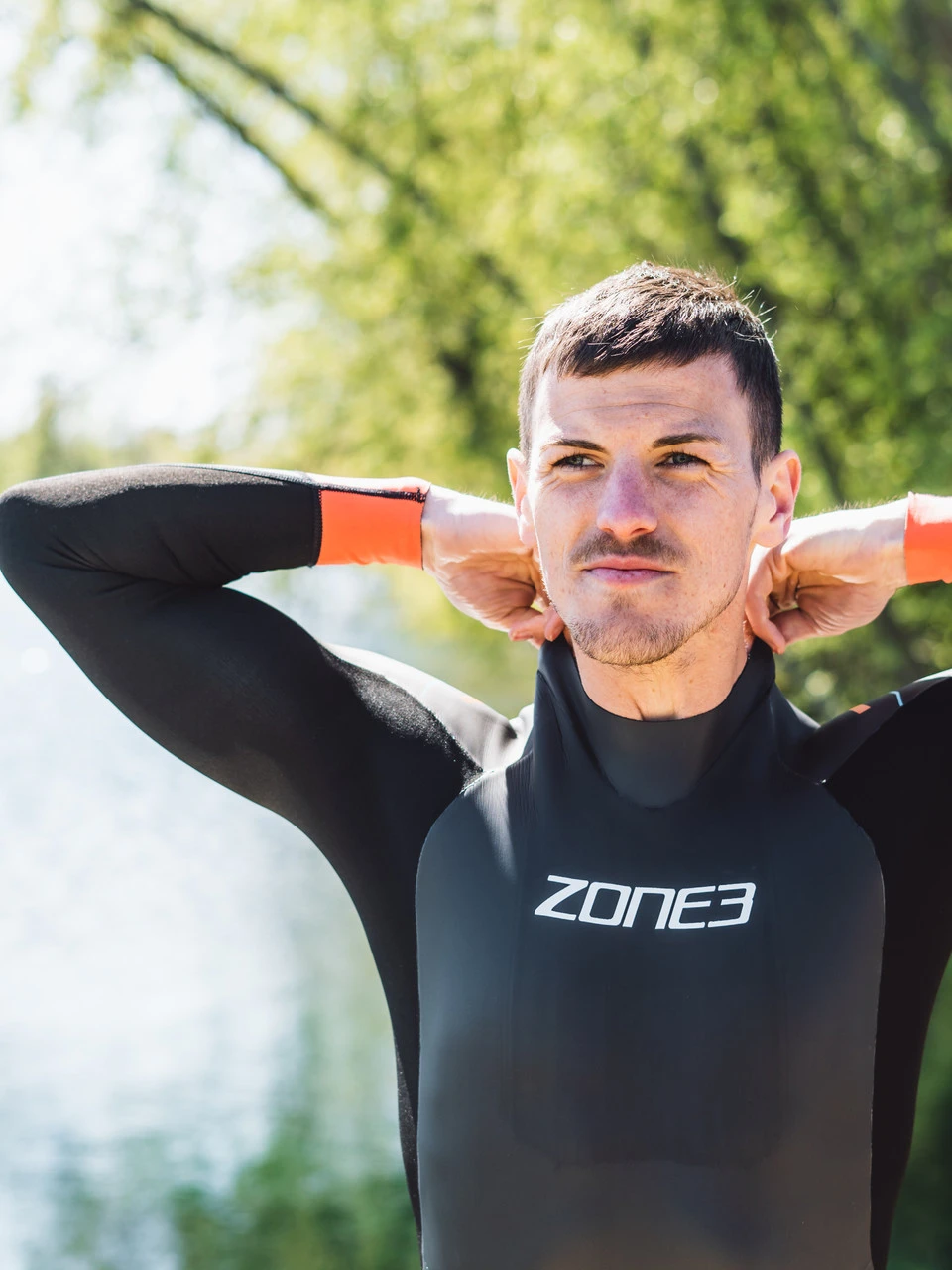 Zone 3 Zone3 - Men's Aspect 'Breaststroke' Wetsuit - Black/Blue/Orange - 2023 - Image 4